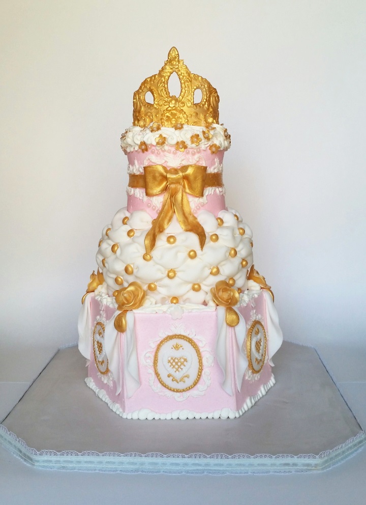 Recent Bakes: Pink & Gold Baroque Style Birthday Cake | Pretty Cake Machine